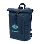 Mochila roll-top com fecho superior e bolsos 17L 380 g/m² cor azul imagem com logo