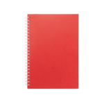 Caderno A5 de papel reciclado com capa flexível, folhas pautadas cor vermelho primeira vista