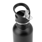 Garrafa de aço inoxidável de parede simples com palhinha 690 ml cor preto terceira vista