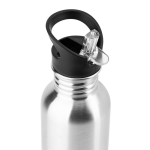 Garrafa de aço inoxidável de parede simples com palhinha 690 ml cor prateado mate terceira vista