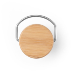 Garrafa de aço inoxidável com tampa de bambu com pega 580ml cor preto sexta vista