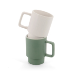 Caneca de cerâmica com acabamento mate e caixa de oferta kraft 330ml cor verde militar terceira vista