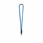 Lanyard tubular de poliamida com mosquetão e etiqueta sublimável cor azul