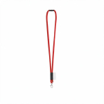 Lanyard tubular de poliamida com mosquetão e etiqueta sublimável cor vermelho