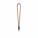 Lanyard tubular de poliamida com mosquetão e etiqueta sublimável cor cor-de-laranja