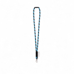 Lanyard tubular de poliamida com mosquetão e etiqueta sublimável cor azul bondi