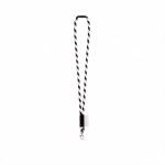 Lanyard tubular de poliamida com mosquetão e etiqueta sublimável cor branco/preto