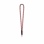 Lanyard tubular de poliamida com mosquetão e etiqueta sublimável cor vermelho-escuro