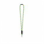 Lanyard tubular de poliamida com mosquetão e etiqueta sublimável cor ciano