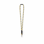 Lanyard tubular de poliamida com mosquetão e etiqueta sublimável cor amarelo-escuro