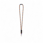 Lanyard tubular de poliamida com mosquetão e etiqueta sublimável cor cor-de-laranja fluorescente