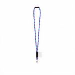 Lanyard tubular de poliamida com mosquetão e etiqueta sublimável cor roxo