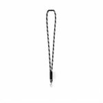Lanyard tubular de poliamida com mosquetão e etiqueta sublimável cor preto/cinzento