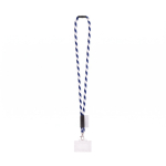 Lanyard tubular fabricado na Europa com mosquetão padrão cor branco/azul