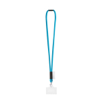 Lanyard tubular fabricado na Europa com mosquetão padrão cor azul-claro