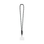 Lanyard tubular fabricado na Europa com mosquetão padrão cor preto/cinzento