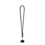 Lanyard tubular com mosquetão e suporte para telemóvel 6,5 x 4,1 cm cor preto