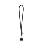 Lanyard tubular com mosquetão e suporte para telemóvel 6,5 x 4,1 cm cor preto primeira vista