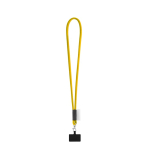 Lanyard tubular com mosquetão e suporte para telemóvel 6,5 x 4,1 cm cor amarelo