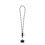 Lanyard tubular com mosquetão e suporte para telemóvel 6,5 x 4,1 cm cor branco/preto
