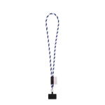 Lanyard tubular com mosquetão e suporte para telemóvel 6,5 x 4,1 cm cor branco/azul
