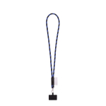 Lanyard tubular com mosquetão e suporte para telemóvel 6,5 x 4,1 cm cor azul real
