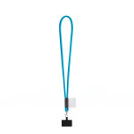 Lanyard tubular com mosquetão e suporte para telemóvel 6,5 x 4,1 cm cor azul-claro