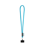 Lanyard tubular com mosquetão e suporte para telemóvel 6,5 x 4,1 cm cor azul-claro primeira vista