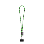 Lanyard tubular com mosquetão e suporte para telemóvel 6,5 x 4,1 cm cor verde fluorescente