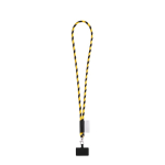 Lanyard tubular com mosquetão e suporte para telemóvel 6,5 x 4,1 cm cor amarelo-escuro