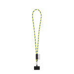 Lanyard tubular com mosquetão e suporte para telemóvel 6,5 x 4,1 cm cor amarelo fluorescente