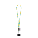 Lanyard tubular com mosquetão e suporte para telemóvel 6,5 x 4,1 cm cor amarelo-claro