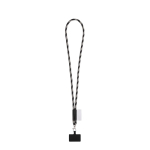 Lanyard tubular com mosquetão e suporte para telemóvel 6,5 x 4,1 cm cor preto/cinzento