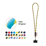 Lanyard tubular com mosquetão e suporte para telemóvel 6,5 x 4,1 cm varias cores