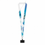 Lanyard de poliéster sublimado com mosquetão e suporte para telemóvel 2 cm vista principal