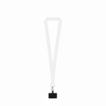 Lanyard de poliéster reciclado com mosquetão e suporte para telemóvel 2 cm cor branco
