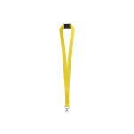 Lanyard de poliéster com mosquetão metálico e fecho de segurança 2 cm cor amarelo