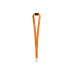 Lanyard de poliéster com mosquetão metálico e fecho de segurança 2 cm cor cor-de-laranja imagem com logo