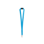 Lanyard de poliéster com mosquetão metálico e fecho de segurança 2 cm cor azul-claro