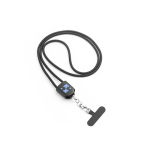 Cabo lanyard com suporte para telemóvel e carregamento ultrarrápido 60W cor preto imagem com logo