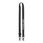 Lanyard de rPET com fivela e mosquetões metálicos BrandCharger cor preto vista principal