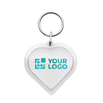 Porta-chaves de plástico com anel metálico em forma de coração cor transparente vista principal