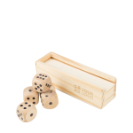 Jogo de dados em madeira de faia em caixa com tampa deslizante cor madeira vista principal