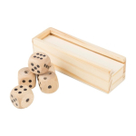 Jogo de dados em madeira de faia em caixa com tampa deslizante primeira vista