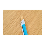 Caneta de plástico com botão de bambu e clipe branco, tinta azul nona vista