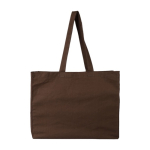 Saco de algodão OEKO-TEX com fole e asas compridas 180 g/m2 cor castanho escuro primeira vista