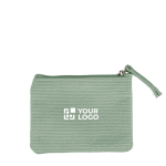 Porta-moedas de bombazine para personalizar fecho de correr a condizer cor verde pastel vista principal