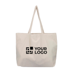 Saco de bombazine com asas compridas, 1 compartimento e bolso interior cor bege vista principal