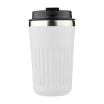 Copo takeaway de aço inoxidável reciclado de parede dupla 400 ml cor branco primeira vista