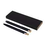 Conjunto de caneta de alumínio e roller, detalhes de bambu, tinta azul cor preto primeira vista